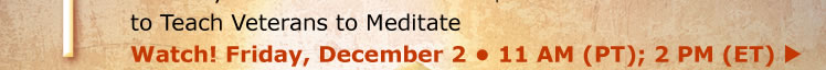 to Teach Veterans to Meditate Watch! Friday, December 2 • 11 AM (PT); 2 PM (ET) 